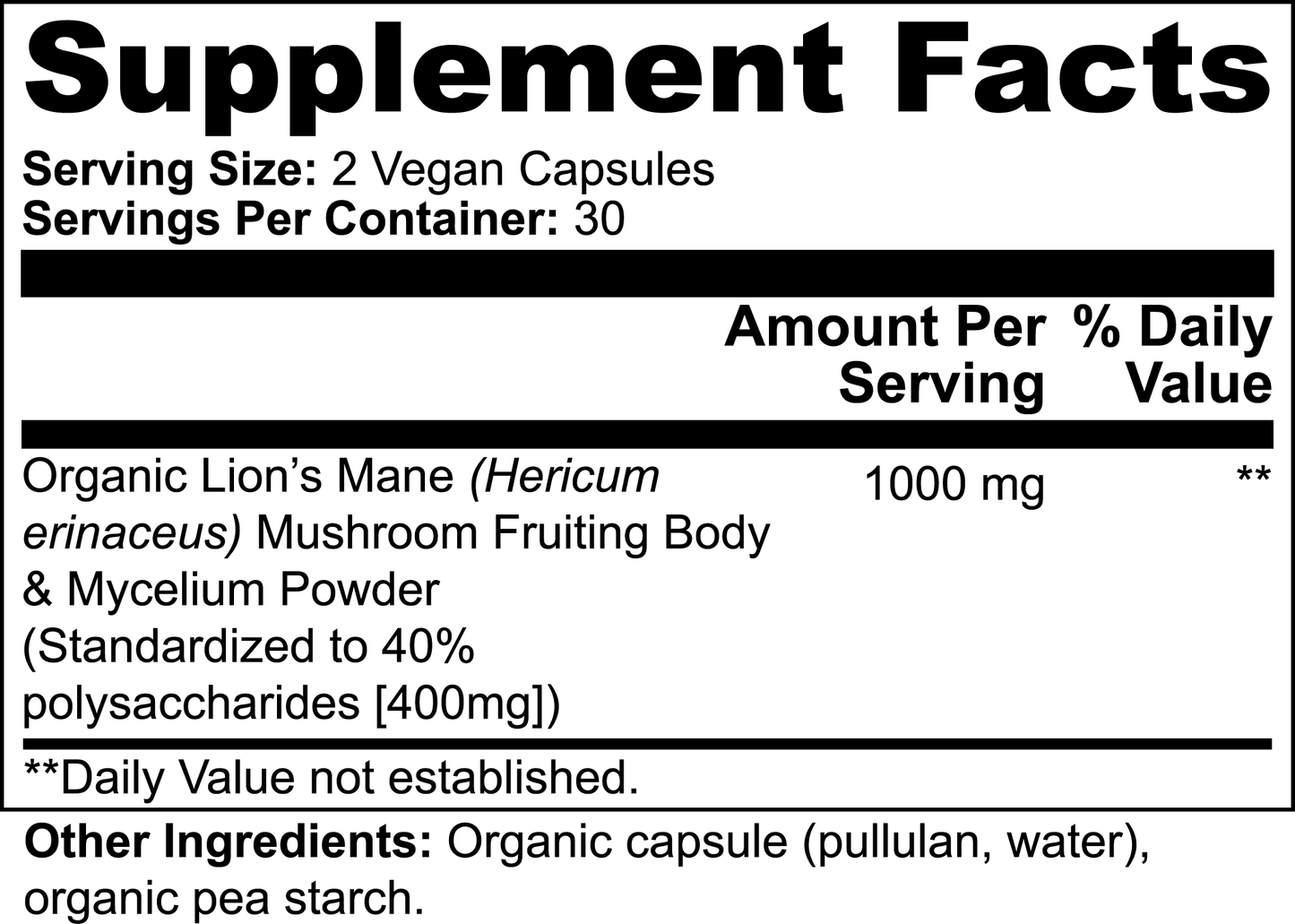 Motha Earth Lion's Mane Mushroom Capsules - Motha Earth Health and Beauty Supply