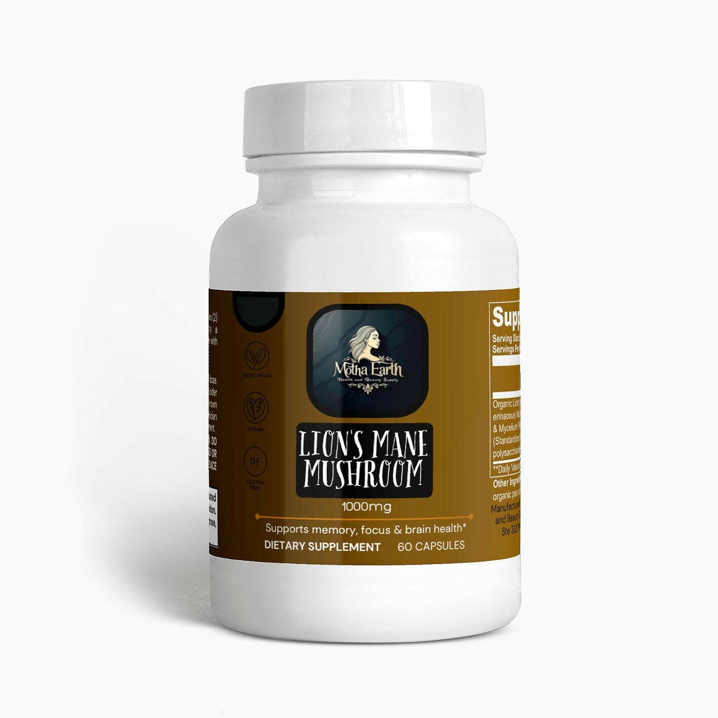 Motha Earth Lion's Mane Mushroom Capsules - Motha Earth Health and Beauty Supply
