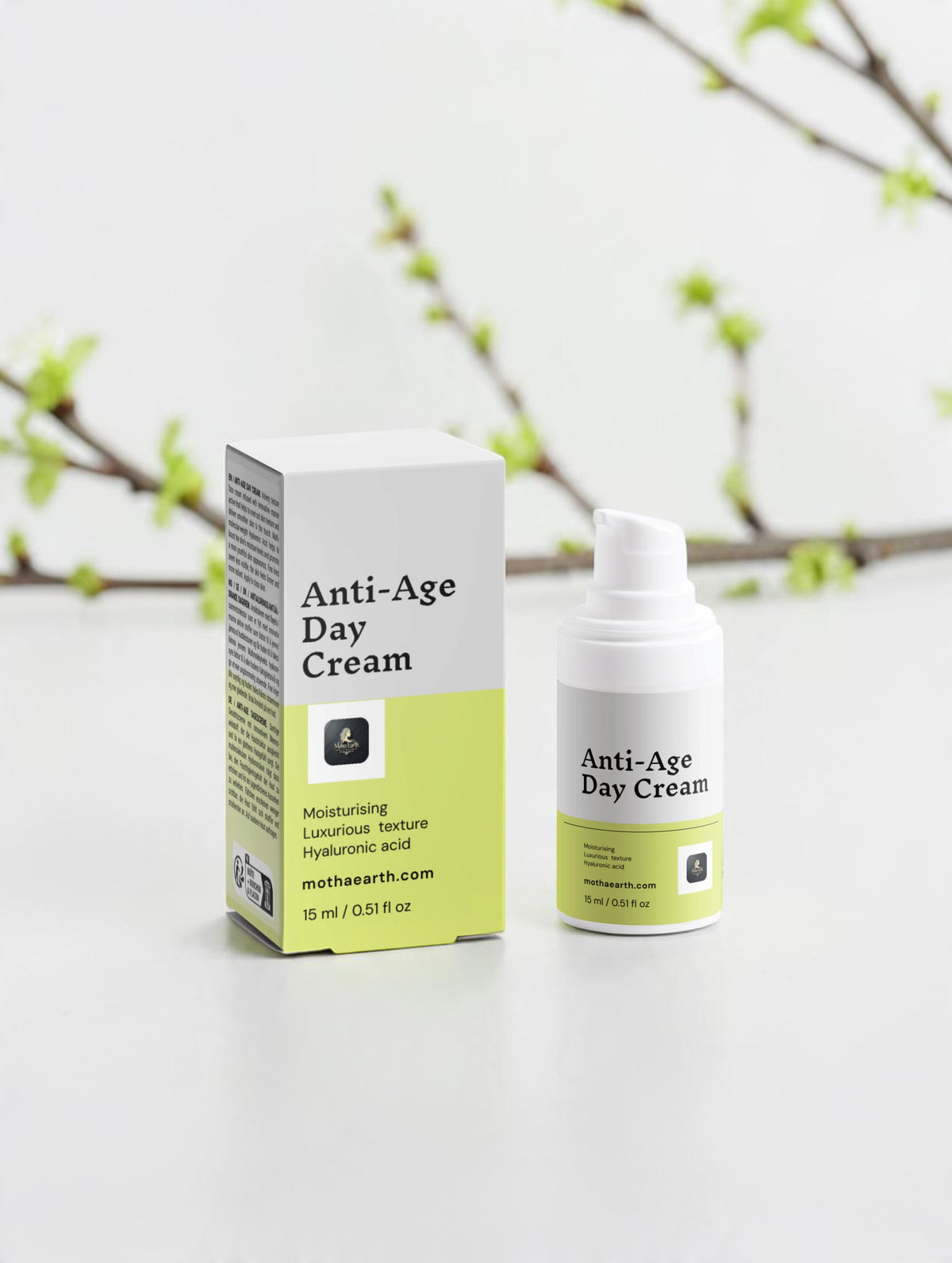 Motha Earth Anti-Age Day Cream jar with marine actives and hyaluronic acid