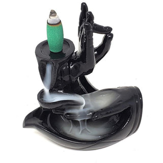 Hand of Compassion Back Flow Metal Incense Cone Burner - Motha Earth Health and Beauty Supply